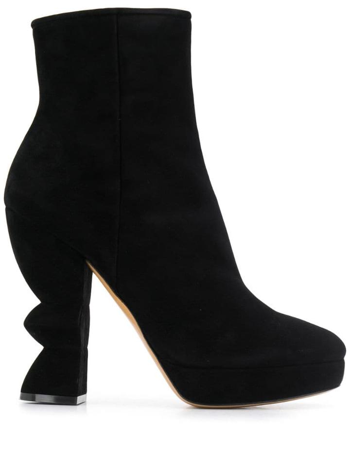 Salvatore Ferragamo Sculptural Heel Boots - Black