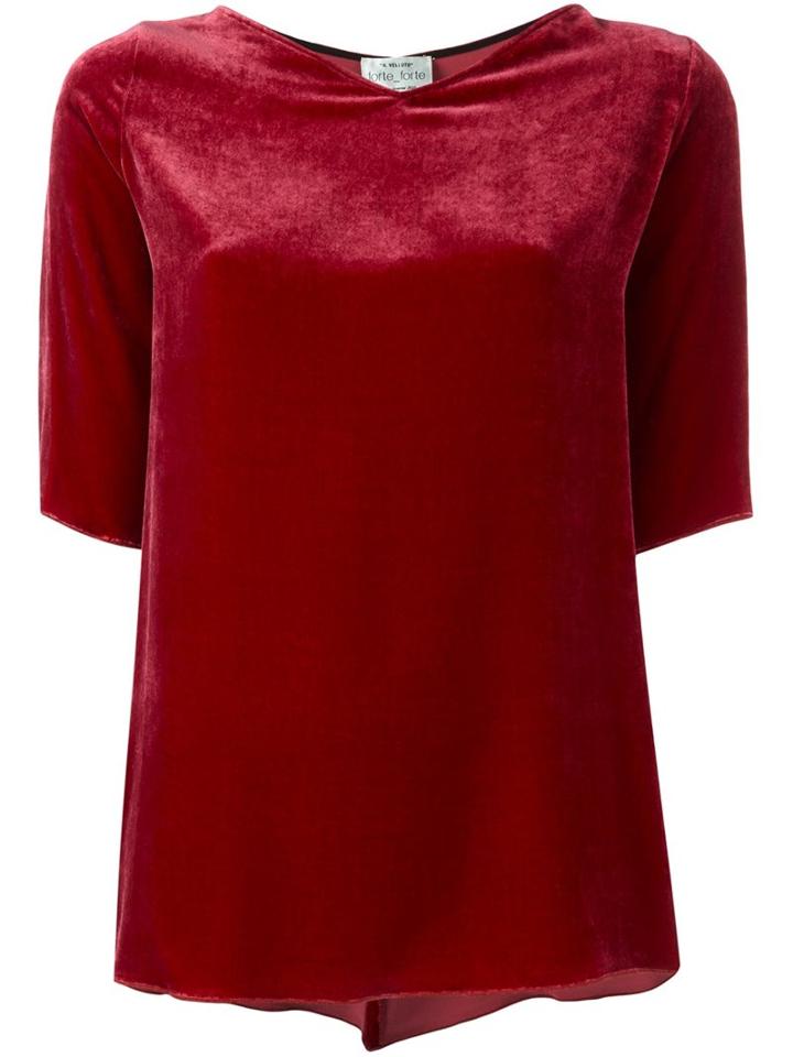 Forte Forte Velvet T-shirt, Women's, Size: 0, Red, Viscose/silk