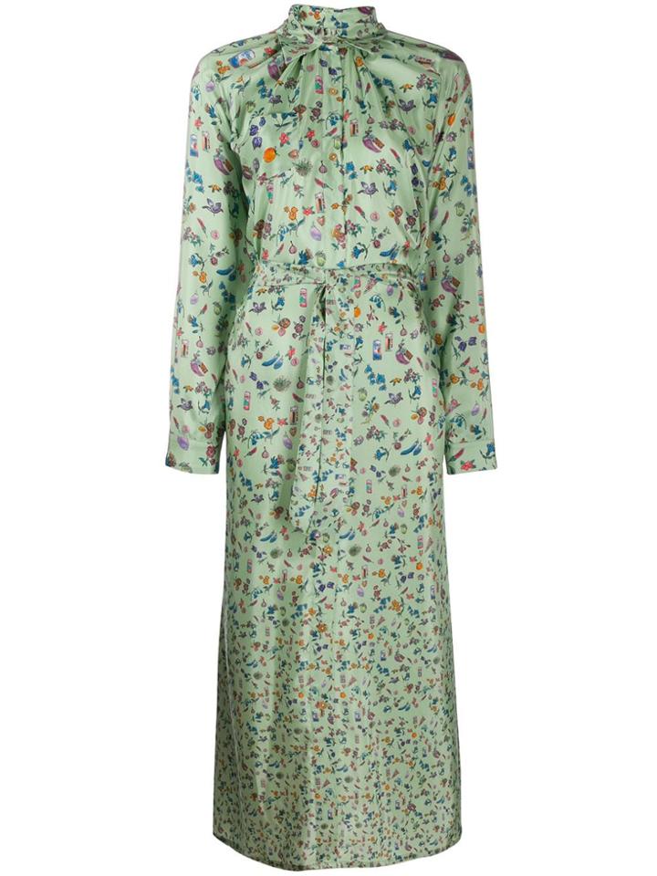 Anntian All-over Print Shirt Dress - Green