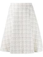 Genny Checked Tweed A-line Skirt - White