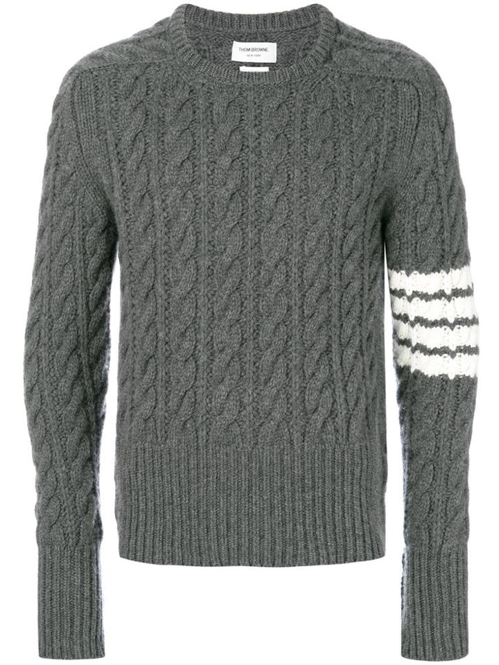Thom Browne 4-bar Chunky Cable Cashmere Pullover - Grey