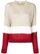 Brunello Cucinelli Sequinned Colour-block Sweater - Brown