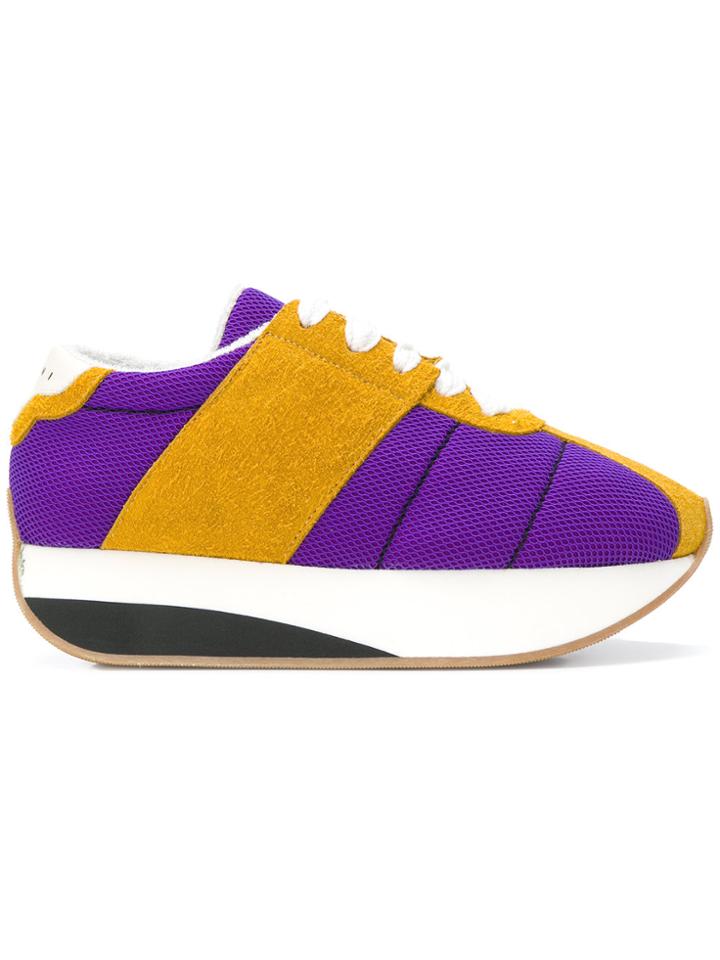Marni Two Tone Lace-up Sneakers - Pink & Purple
