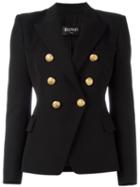 Balmain Double Breasted Blazer, Women's, Size: 38, Black, Wool/viscose/cotton