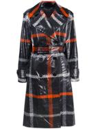 Marc Jacobs Plaid Print Belted Trench Coat - Black