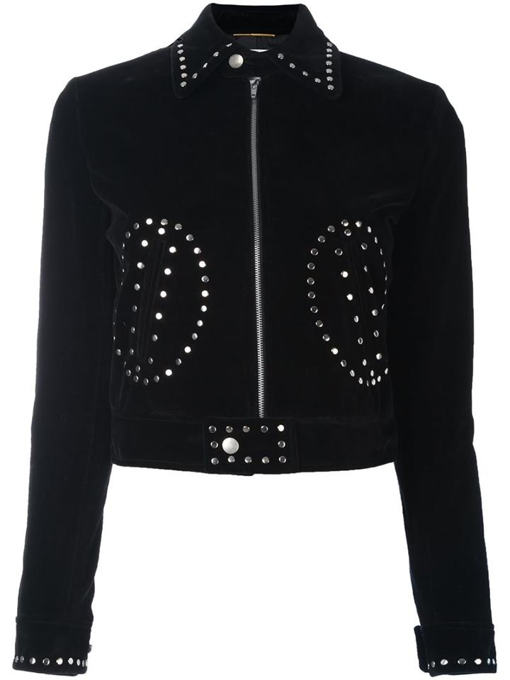 Saint Laurent Studded Jacket, Women's, Size: 40, Black, Cotton