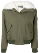 Army Yves Salomon Hooded Bomber Jacket - Green