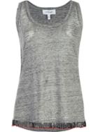 Derek Lam 10 Crosby Beaded Fray Tank Top, Women's, Size: Medium, Grey, Linen/flax