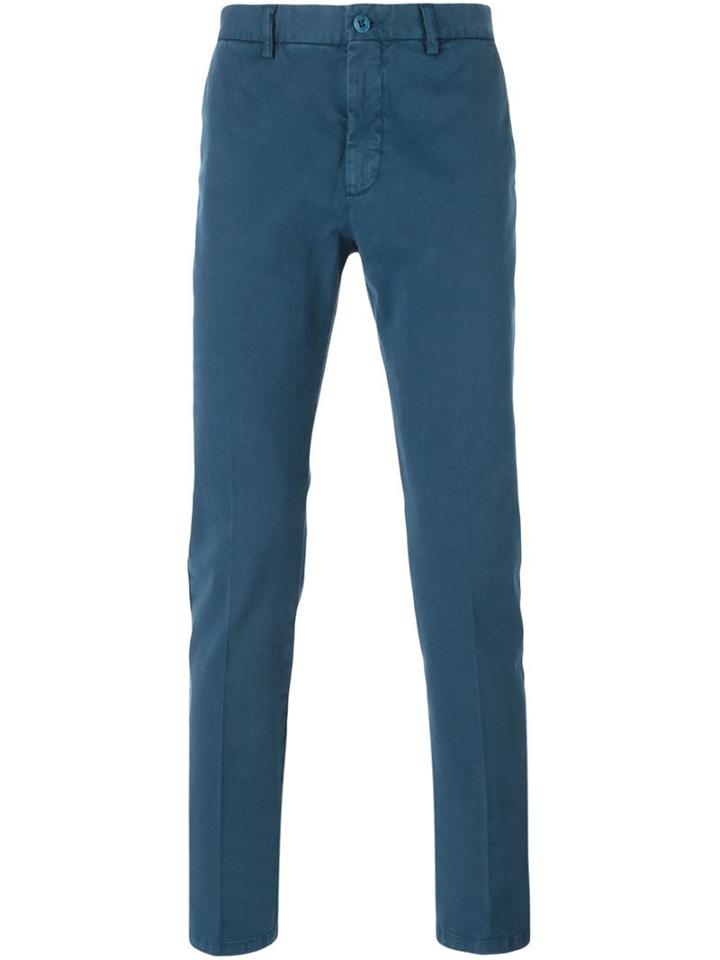 Etro Classic Slim Chinos, Men's, Size: 48, Blue, Cotton/spandex/elastane