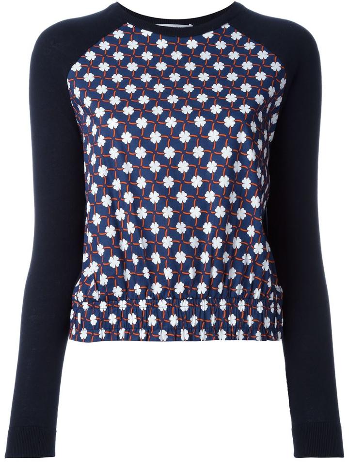 Carven Shamrock Print Raglan Jumper