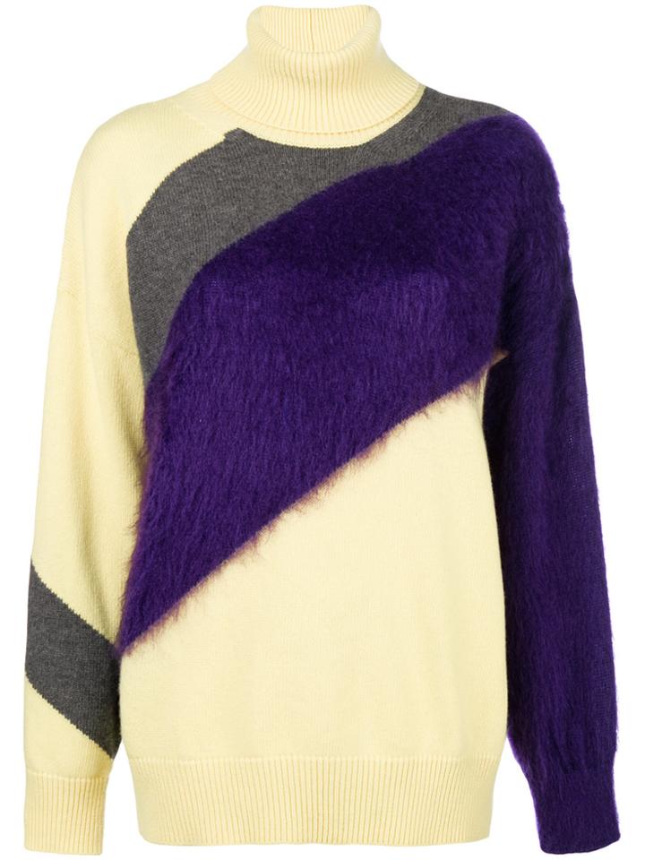 No21 Colour-block Roll Neck Sweater - Yellow & Orange