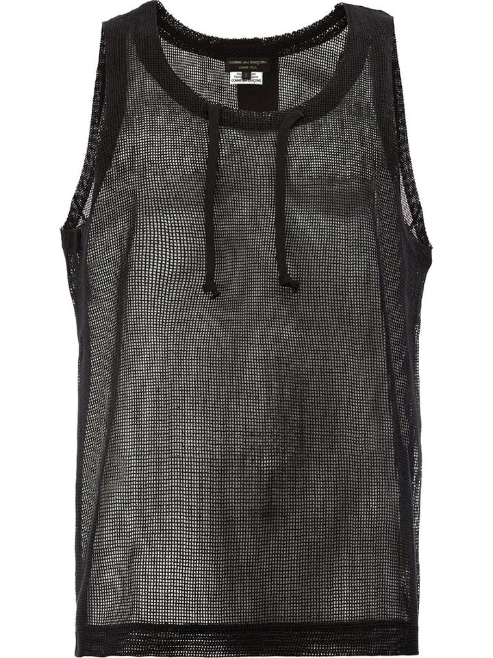 Comme Des Garçons Homme Plus Open Knit Vest, Men's, Size: Large, Black, Cotton/polyester