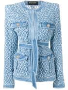 Balmain Perforated Denim Jacket - Blue