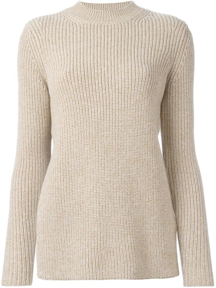 Carven Ribbed Jumper, Women's, Size: Small, Nude/neutrals, Wool