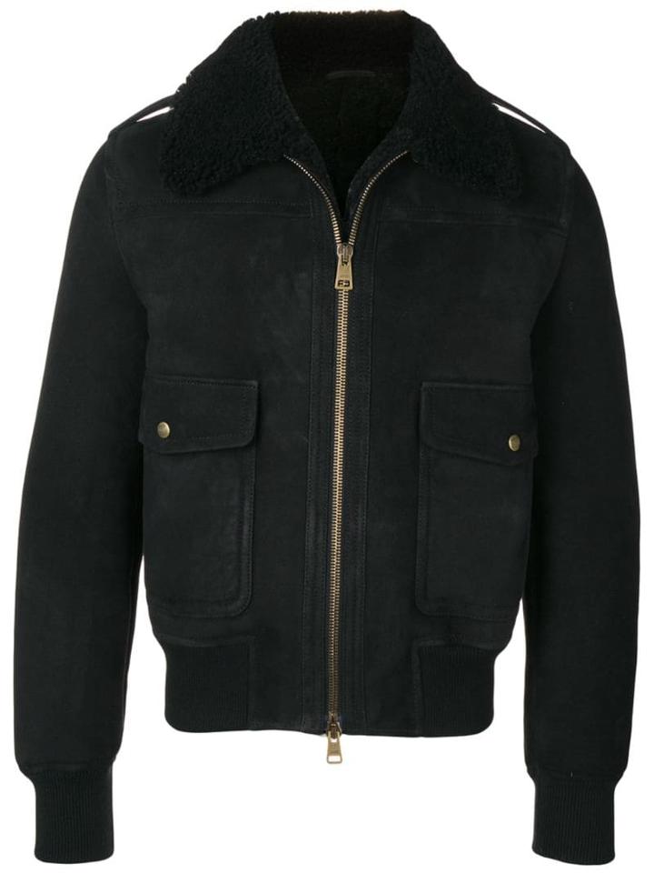 Ami Paris Shearling Bomber Jacket - Black