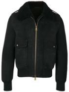 Ami Paris Shearling Bomber Jacket - Black
