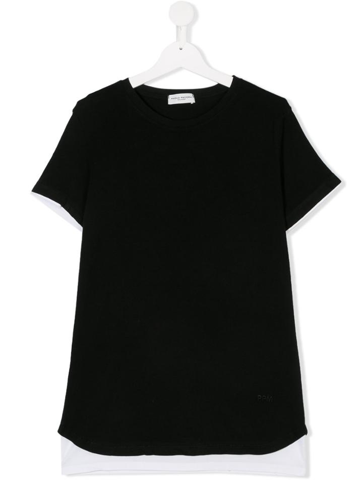 Paolo Pecora Kids Teen Contrast Trim T-shirt - Black