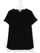 Paolo Pecora Kids Teen Contrast Trim T-shirt - Black