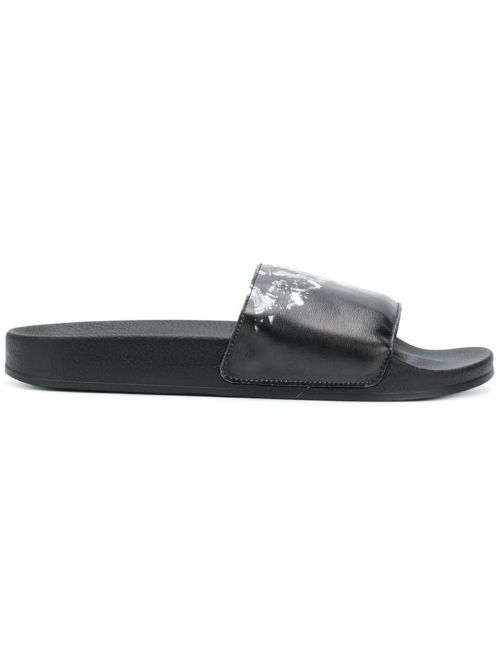 Marcelo Burlon County Of Milan Wing Print Slide Sandals - Black