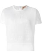 No21 Tribal Face Mesh T-shirt, Women's, Size: 44, White, Cotton/polyester