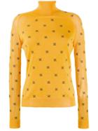 Fendi Roll Neck Logo Sweater - Yellow