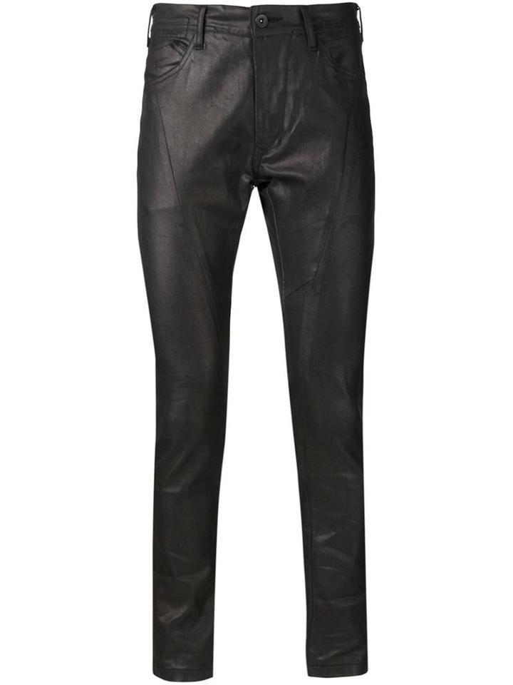 Julius Waxed Skinny Trousers, Men's, Size: 4, Black, Cotton/polyester/polyurethane
