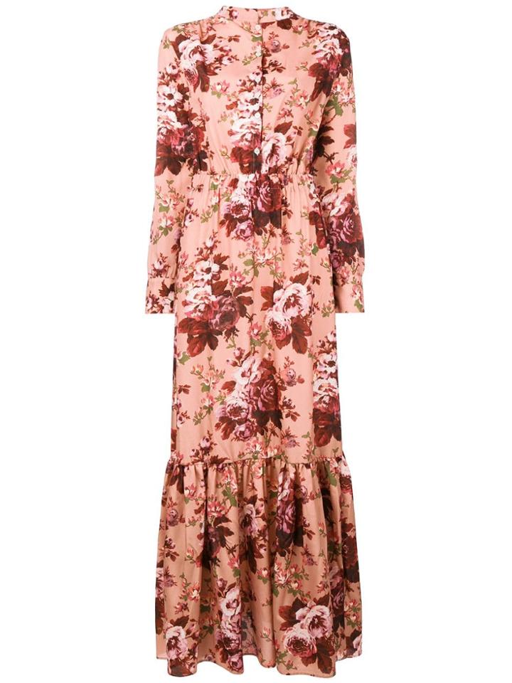 Semicouture Floral Print Maxi Dress - Pink & Purple