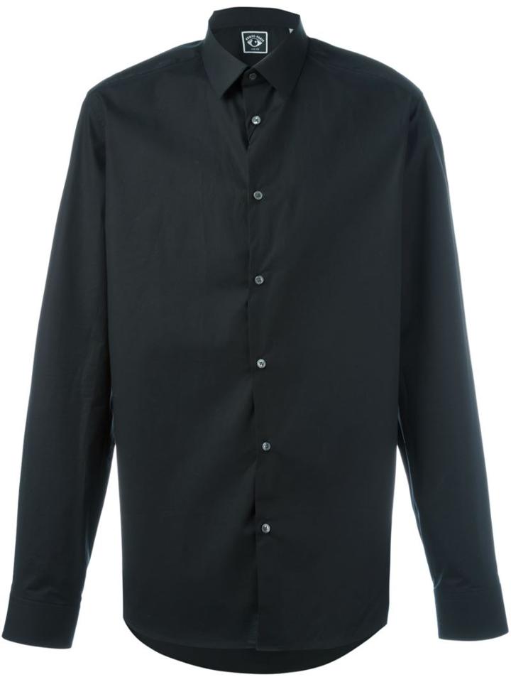 Kenzo Cutaway Collar Shirt, Men's, Size: 41, Black, Cotton/spandex/elastane