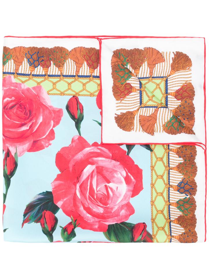 Dolce & Gabbana Tasselled Print Floral Scarf - Multicolour