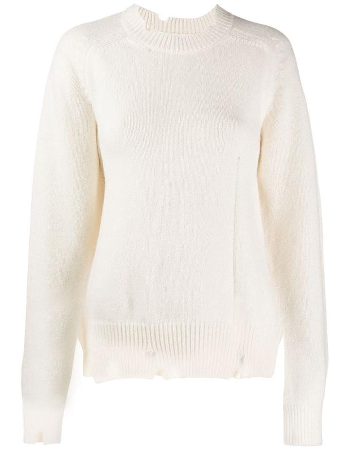 Maison Margiela Worn-out Effect Knitted Sweater - White