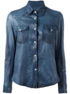 Salvatore Santoro - Buttoned Shirt - Women - Leather - 40, Blue, Leather