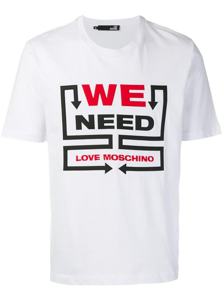 Love Moschino Logo Embroidered T-shirt - White