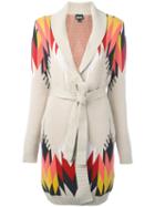 Just Cavalli Geometric Intarsia Cardi-coat, Women's, Size: Xs, Nude/neutrals, Cotton/polyester