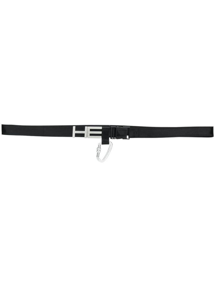 Heliot Emil Slim Logo Plaque Belt - Black