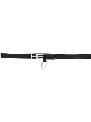 Heliot Emil Slim Logo Plaque Belt - Black