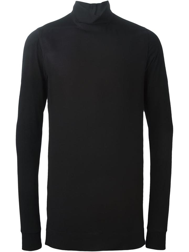 Rick Owens Funnel Neck T-shirt, Men's, Size: M, Black, Viscose/cotton