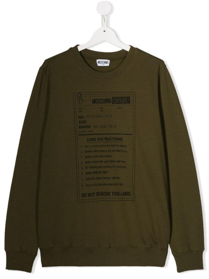 Moschino Kids Care Label T-shirt - Green