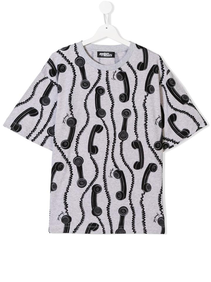 Jeremy Scott Junior Teen Telephone Print T-shirt - Grey