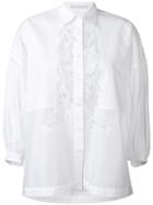 Ermanno Scervino Lace Trim Plain Shirt, Women's, Size: 44, White, Cotton/viscose/polyamide/polyester