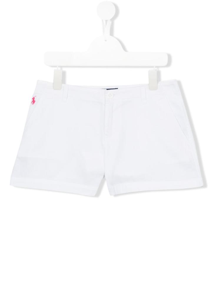 Ralph Lauren Kids Logo Embroidered Shorts, Girl's, Size: 14 Yrs, White