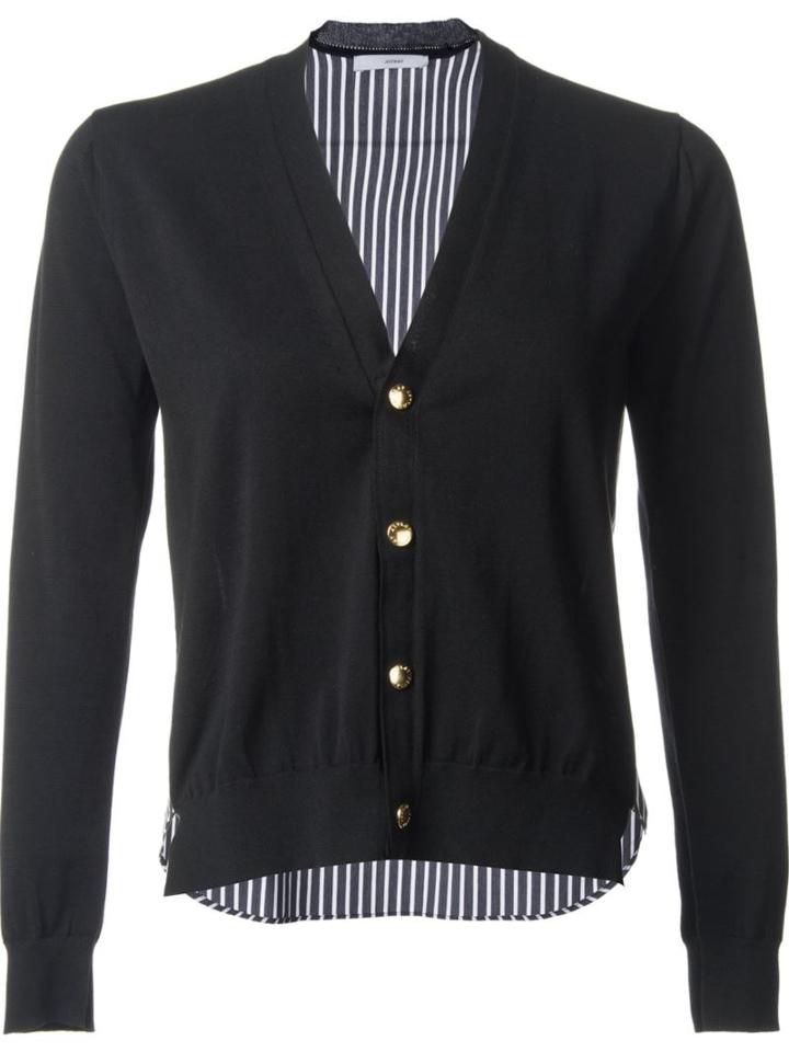 Astraet Contrast Back Button Down Cardigan, Women's, Black, Nylon/polyurethane/cotton