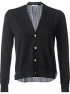 Astraet Contrast Back Button Down Cardigan, Women's, Black, Nylon/polyurethane/cotton
