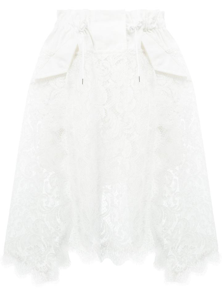 Sacai Lace Overlay Skirt, Women's, Size: 1, White, Cotton/nylon/cupro/rayon