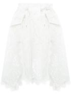 Sacai Lace Overlay Skirt, Women's, Size: 1, White, Cotton/nylon/cupro/rayon
