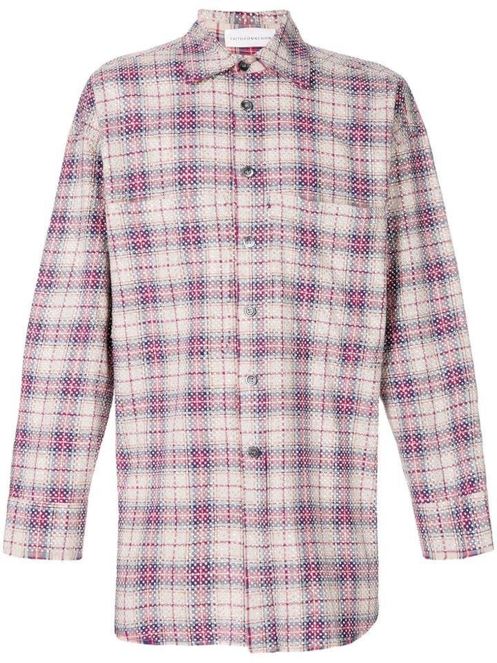 Faith Connexion Checked Studded Oversize Shirt - Nude & Neutrals