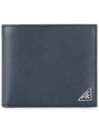 Prada Logo Plaque Bi-fold Wallet - Blue