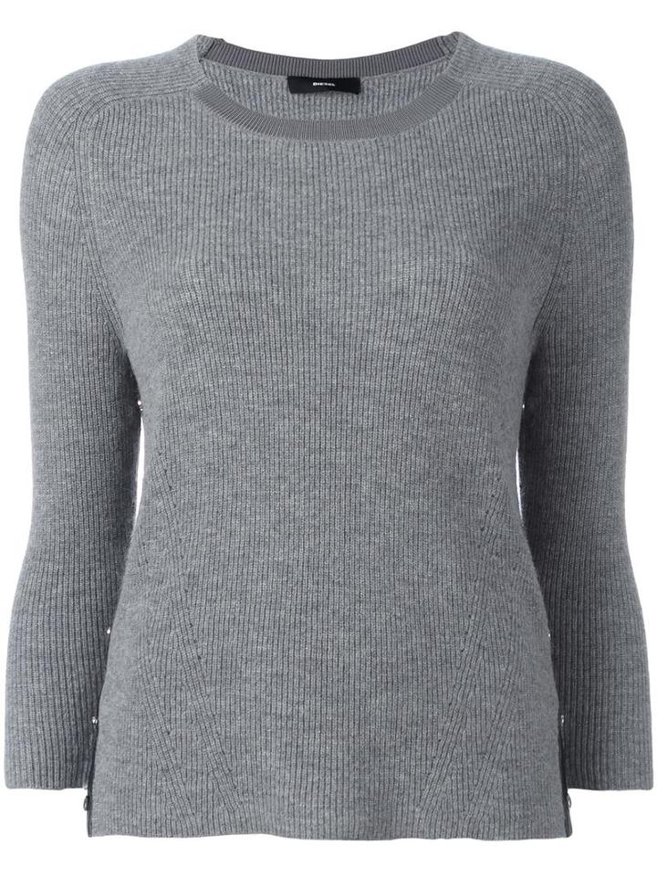 Diesel Round Neck Jumper, Women's, Size: Small, Grey, Nylon/rayon/wool/alpaca