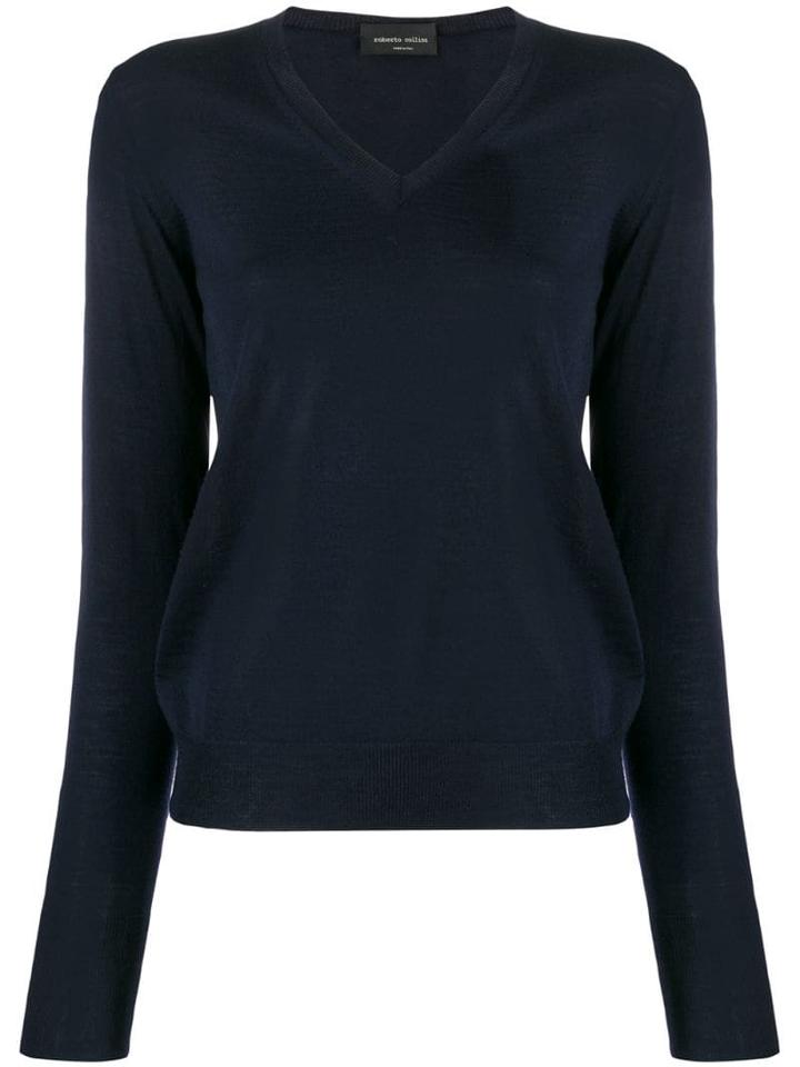 Roberto Collina Slim-fit V-neck Pullover - Blue