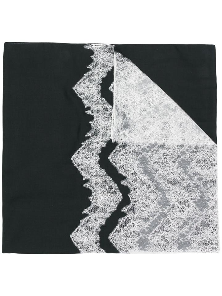 Valentino Zig-zag Lace Panel Scarf - Black
