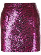 Saint Laurent Sequinned Zebra Pattern Mini Skirt - Pink